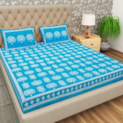 104 tc double bed size pure cotton jaipuri bedsheet (copy)