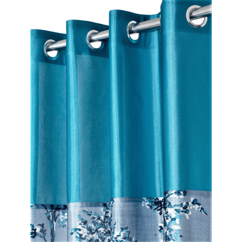 polyester semi transparent door curtain (pack of 2, blue)