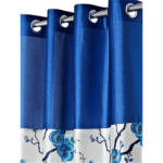 polyester semi transparent door curtain (pack of 2, blue)