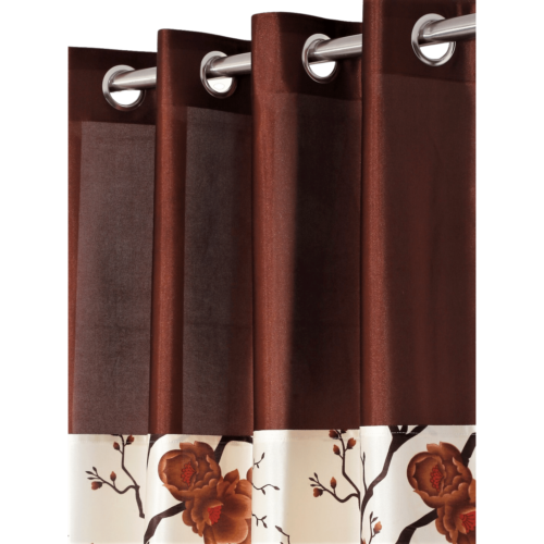 polyester semi transparent door curtain (pack of 2, brown)