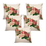 digital printed cushions cover (pack of 5, 16×16 inch, flower print)